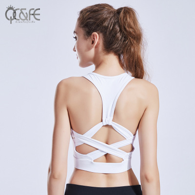 2018 new sports bra shock-proof, gathered and shaped, running, fitness, cross-back and waistcoat bra for women