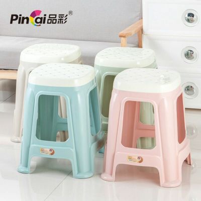 J35-4034 Large Two-Color Square Stool Stool Stool Dining Stool Chair Dining Chair Plastic Nordic Color