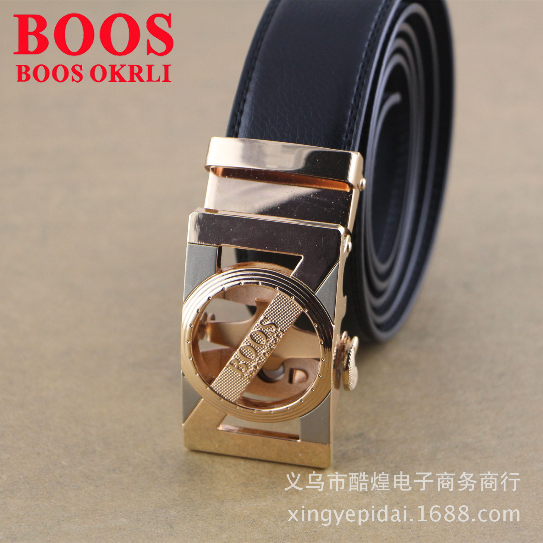男士自动扣真皮皮带BOOS OKRLI