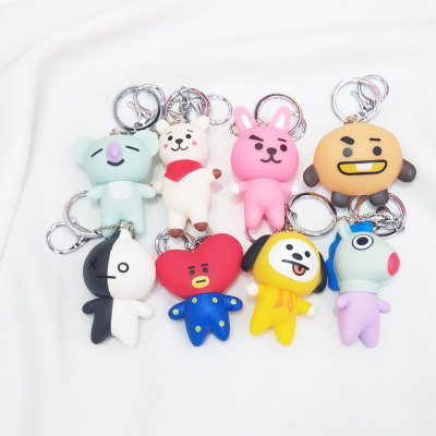 Korean version of cartoon anti-bullet youth group dolls key chain pendant accessories BTS hanging decorations