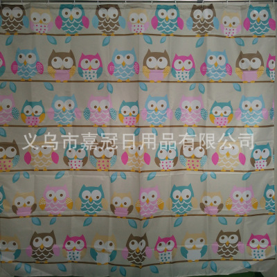 European and American fashion cartoon owl polyester small curtain environmental protection, waterproof mold proof manufacturer wholesale bathroom curtain