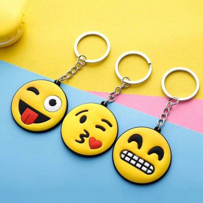 PVC soft plastic key chain smiling face emoticons innovative design small gift pendant