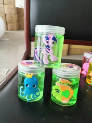 DIY Toys Environmental Protection Crystal Mud Foaming Glue Fake Water Plasticine Cartoon Vent Mud Puff Mud Mixed Color Cylinder Bottle