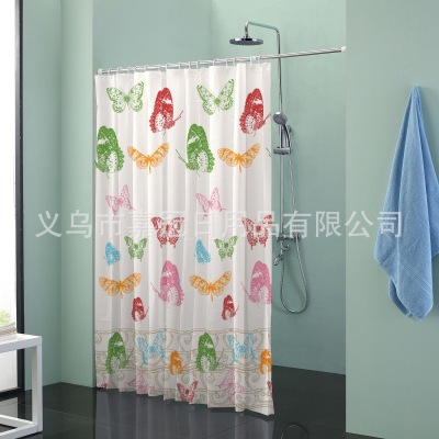 European - style pastoral landscape colorful butterflies polyester bath curtain lace waterproof thickening mold proof bathroom curtain