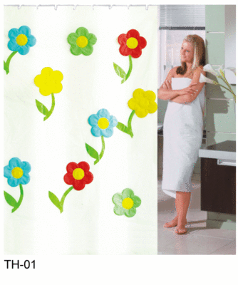 Creative bathroom curtain wearing flower 3D shower curtain waterproof and thickened anti-mildew EVA wet friendly material