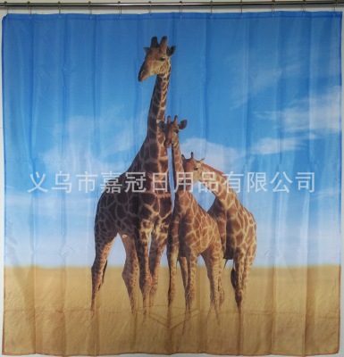 European animal world substitutes giraffe full print polyester small curtain thickened waterproof