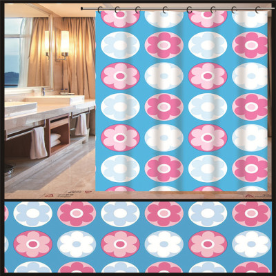 Export printing shower curtain disposable shower curtain circle flower pattern manufacturers direct sales