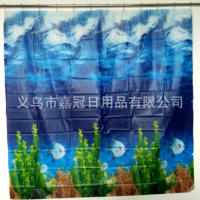Blue sea world Marine life printing PEVA bath curtain thickened