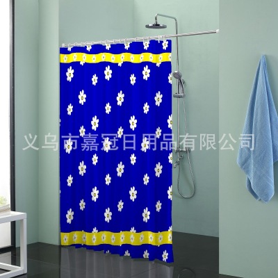 European idyllic printing blue lace polyester bath curtain waterproof thickening foreign trade partition curtain