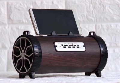 XM2 vintage wooden mobile phone bracket speaker box subwoofer plug-in card sound