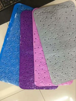 New solid color transparent rectangular plum bath mat PVC bath mat anti-slip bath mat anti-fall bath mat