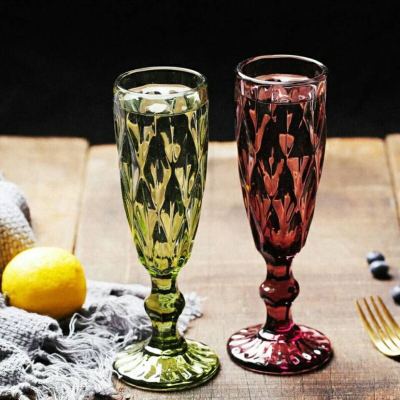 Vintage coloured primary colour glass champagne glass