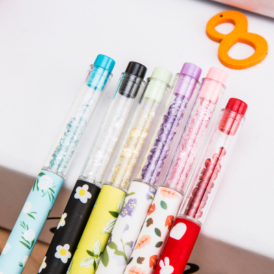 Creative Office Supplies Cute Floral Gel Pen Small Fresh Signature Pen with Diamond Ball Pen Student Prize