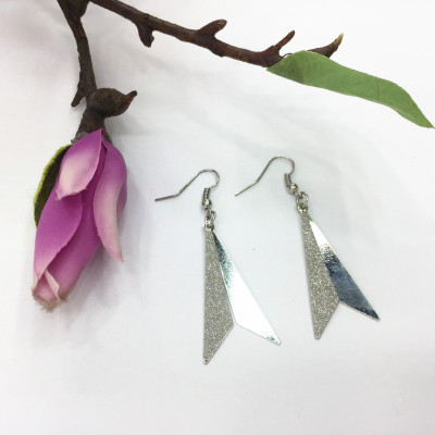 Double - layer triangular earrings American cross - border hot style jewelry metal plating silver spring onion powder earrings