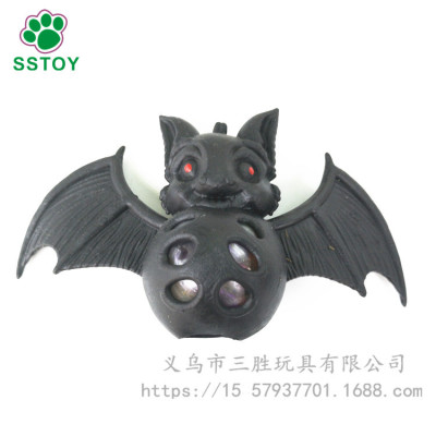 Black bat vent ball Halloween spooky props toys extrude exploding ball bat grape ball