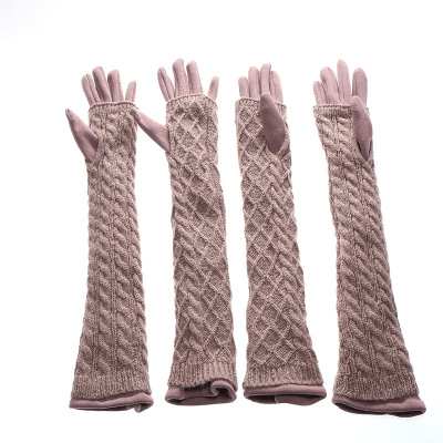 2018 New 50cm Non-Inverted Velvet Long Knitting Thread Half Finger Gloves Women's Fashion Warm Gloves Wholesale