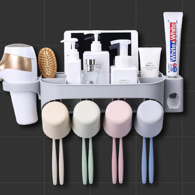 No need to perforate toothbrush holder, toilet suction wall washing rack, mouth cup set automatic squeeze toothpaste