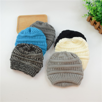 New Wholesale Autumn and Winter Children Woolen Cap Boys and Girls Small and Older Kids Cute Student Solid Color Monochrome Knitted Korean Hat