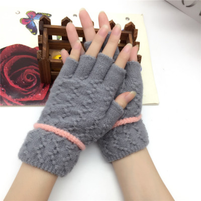 Autumn and winter candy color knitting touch screen printing finger gloves manufacturers direct marketing