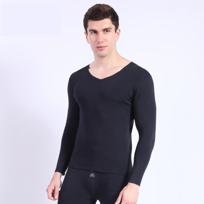 Ultra-soft trackless thermal insulation v-neck velvet undergarment undergarment set single jacket fashion autumn and winter thick thermal pants