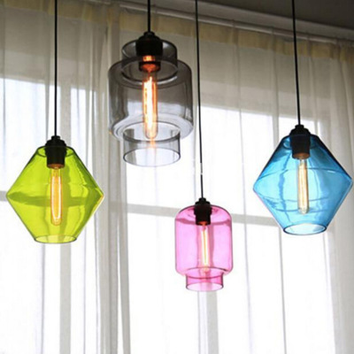 Modern simple color glass chandelier net cafe creative personality bar restaurant clothing store art chandelier