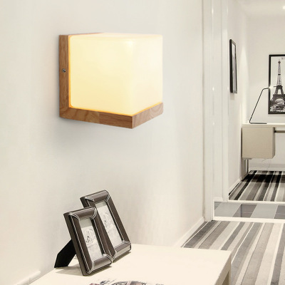 Sweet and modern simple headlamp bedroom balcony staircase corridor lamp creative personality glass E27 wall lamp