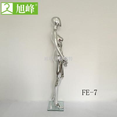 Xufeng manufacturer of high-grade clothing model props PP plastic silver plating abstract egg head female model