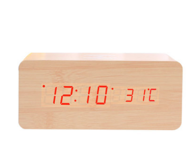 Wireless charging wooden LED alarm clock