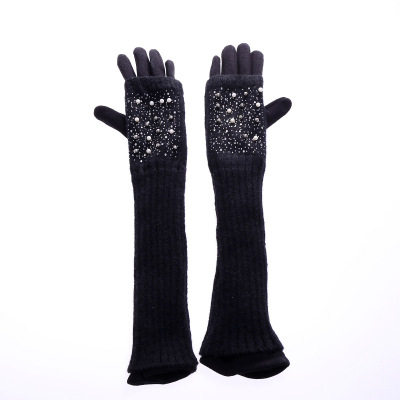 2018 New 50cm Non-Inverted Velvet Long Knitting Thread Cotton Gloves Women's Fashion Warm Gloves
