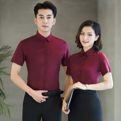Summer shirts for men and women of the same occupation short sleeves slim fit business shirts office dress overalls