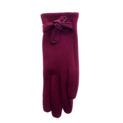 New Non-Inverted Velvet Solid Color Gloves Women's Autumn and Winter Warm with Velvet Sweet Touch Screen Outdoor Gloves