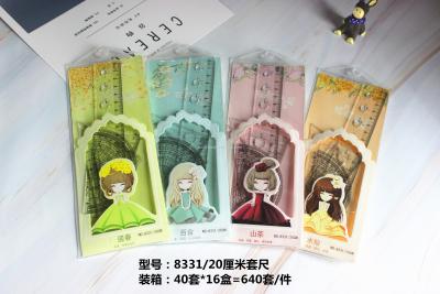 Bocai Creative Best-Seller Stationery Special Price 20cm Uni Rulers Flower Girl Ruler Sets Factory Direct Sales