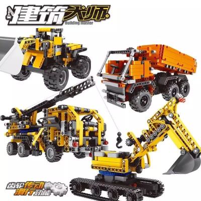 Building Blocks Urban Engineering Inertial Product Change Car DIY Assembly Children's Educational Toys Small