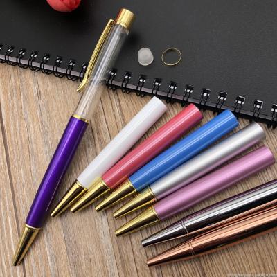 Popular Japanese innovative diy metal pen ball pen into oil pen sealing transparent pen filled with dried flower floater