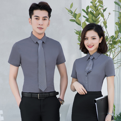 Men's and women's shirts with short sleeves, professional overalls, slim interview temperament, formal dress, thinlogo