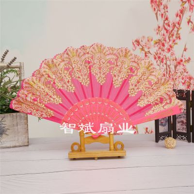 New Chinese style Wing Chun hot gold fan dance wedding fan foreign trade mouth