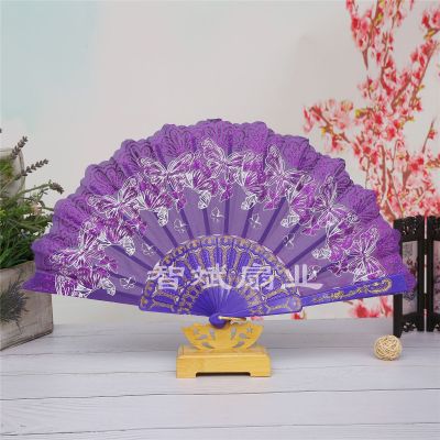 New China style Wing Chun plastic fan dancing fan Lady Butterfly Silk fan Foreign trade wholesale wedding fan