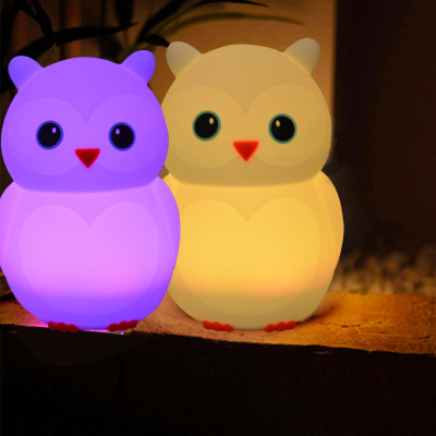 Large owl remote control silica gel lamp hand - clapped color variety silicone lamp