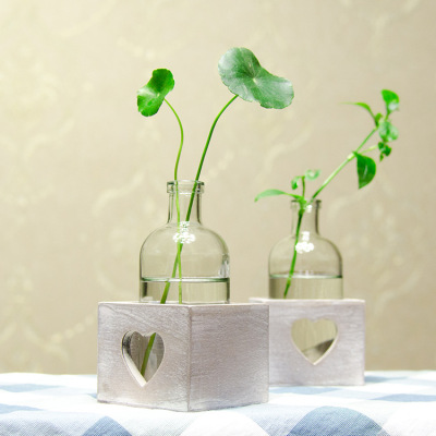 European-style decoration wooden frame water container glass vase wooden handicraft household decoration a hair