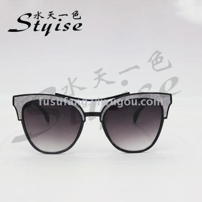 Fashion new pair of round frame sunglasses with sunglasses 17108-1