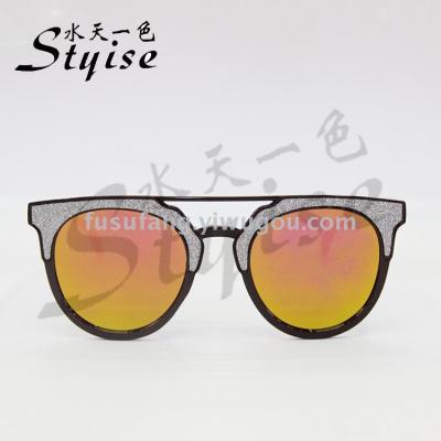 Fashion new pair of round frame sunglasses with sunglasses 17106-1