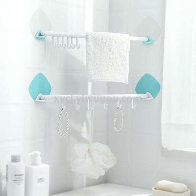 Creative new non-scratch 6-hook wall-hook 6-hook kitchen and bathroom can rotate 6-link mobile hook