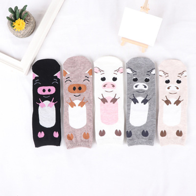 Japanese and Korean version of the cartoon animal little pig pig cotton straight college girl socks wholesale
