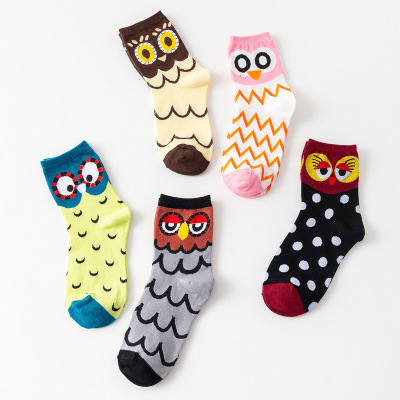Winter 2018 Korean version of three-dimensional socks owl personalized socks cute cartoon all cotton lady socks