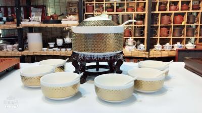 Jingdezhen ceramic plate/plate soup pot set electroplated soup pot set essential kitchen ceramic bowls