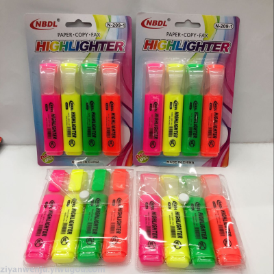 Color Fluorescent Pen 4 Suction Card Packaging PVC Bag Mark Marking Pen