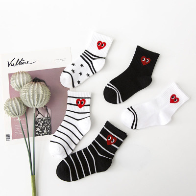 Autumn new pure cotton love stripes in children's socks socks socks children's socks factory wholesale