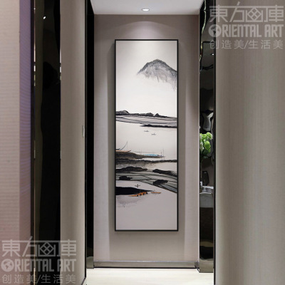 GB3010 freehand Chinese style vertical version of ink living room decoration painting zen study porch four