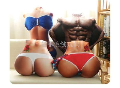 Creative simulation sexy along muscle boyfriend bikini sofa pillow pillow pillow plush toys