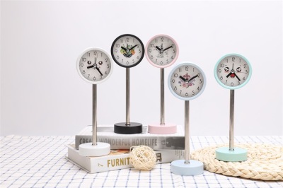 Fashion Creative 3-Inch Straight Bar Alarm Clock Desktop Standing Grandfather Clock Macaron Color Small Metal Alarm Clock